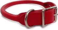 🔴 premium auburn leather rolled round dog collar - 10-12 inches - vibrant red logo