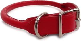 img 1 attached to 🔴 Premium Auburn Leather Rolled Round Dog Collar - 10-12 inches - Vibrant Red