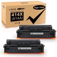 🖨️ v4ink no chip compatible toner cartridge replacement for hp 414x high yield - black, 2-pack for hp color pro mfp m479 & m454 series printers logo
