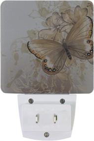 img 1 attached to 🌼 LORVIES Floral Background with Butterfly LED Night Light - Auto Sensor Dusk to Dawn, Decorative Plug-in for Bedroom, Bathroom, Kitchen, Hallway, Stairs, Baby's Room - Energy Saving