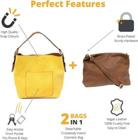 img 4 attached to 👜 Women's Faux Leather Hobo Handbag 2-in-1 by Joy Susan