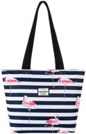 hawee flamingo tote bag for women and girls with zipper, inside mesh pocket, heavy duty & casual cloth shoulder handbag logo