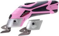 pink power cordless electric fabric scissors box cutter: perfect craft, sewing, cardboard & scrapbooking tool logo