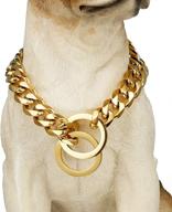 stylish and durable 18k gold cuban link dog collar: tobetrendy chain dog training walking collar – heavy duty slip collar for medium large dogs (16-26 in) logo