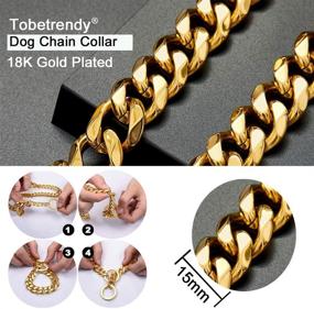 img 1 attached to Stylish and Durable 18K Gold Cuban Link Dog Collar: ToBeTrendy Chain Dog Training Walking Collar – Heavy Duty Slip Collar for Medium Large Dogs (16-26 in)