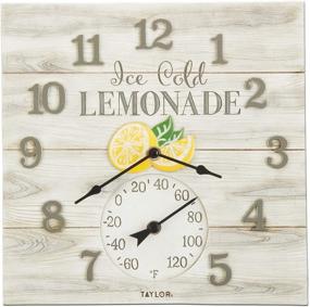 img 2 attached to 🍋 Taylor Precision Lemonade Clock with Thermometer: 14x14 Assorted Design