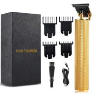 🔌 cordless rechargeable electric pro hair clippers: close cutting t-blade trimmer for men, grooming kits, 0/1.5/3/6/9mm baldhead, zero gapped detail, beard shaver - gold logo