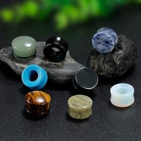 img 3 attached to 🔘 COOEAR 8 Pairs Mixed Stone Ear Plugs: Gauges 2g-5/8 Saddle Expander Set