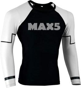 img 4 attached to 🥋 Max5 Jiu Jitsu Rash Guard - Long Sleeve BJJ & MMA Compression Shirt for No Gi & Wrestling