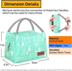 img 1 attached to 🎒 Переносная изолированная сумка для обеда с возможностью повторного использования для мужчин и женщин | Идеально подходит для работы, пикников, путешествий | Дизайн снежинок на Рождество