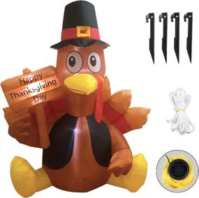 img 1 attached to 🦃 MorTime 6 FT Thanksgiving Inflatable Turkey: Lighted Yard Decoration with LED Lights for Fall, Autumn, and Harvest Day Celebrations
