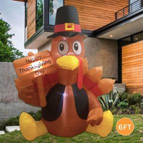 img 3 attached to 🦃 MorTime 6 FT Thanksgiving Inflatable Turkey: Lighted Yard Decoration with LED Lights for Fall, Autumn, and Harvest Day Celebrations