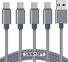 img 4 attached to 🔌 USB Type C Cable 3A Fast Charging [4-Pack 3/6/6/10ft], for Samsung Galaxy S10 S9 S8 S20 Plus A51 A11, Note 10 9 8, PS5 Controller (Gray)