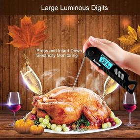 img 1 attached to 🌡️ Juseepo Waterproof Digital Meat Thermometer: Fast 2s Instant Read with Backlight, Foldable Probe - Ideal for Kitchen, Outdoor BBQ, Steak, Chicken, Coffee and Fried (Black)