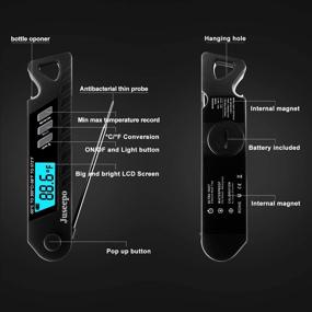 img 2 attached to 🌡️ Juseepo Waterproof Digital Meat Thermometer: Fast 2s Instant Read with Backlight, Foldable Probe - Ideal for Kitchen, Outdoor BBQ, Steak, Chicken, Coffee and Fried (Black)