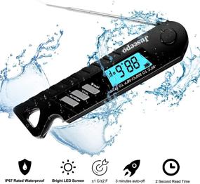 img 3 attached to 🌡️ Juseepo Waterproof Digital Meat Thermometer: Fast 2s Instant Read with Backlight, Foldable Probe - Ideal for Kitchen, Outdoor BBQ, Steak, Chicken, Coffee and Fried (Black)