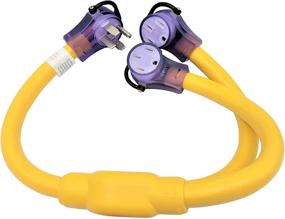 img 1 attached to 🔌 Parkworld 692095 RV 50 AMP Splitter: 14-50P Male Plug to (2) 14-50R Female Connector 3FT (Yellow)