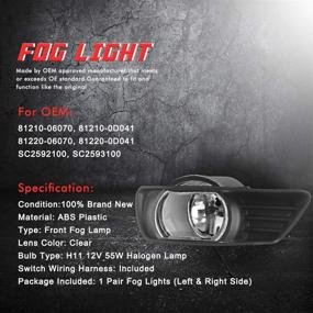 img 1 attached to 🚗 Enhance Visibility with Fog Lights Lamps for Toyota Camry 2007-2009 - H11 12V 55W Halogen Bulbs, Universal Switch, and Wiring Kit (Clear Lens)