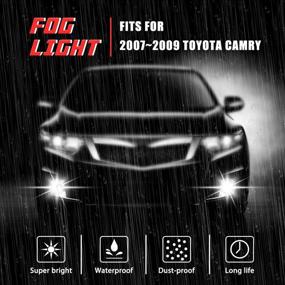 img 2 attached to 🚗 Enhance Visibility with Fog Lights Lamps for Toyota Camry 2007-2009 - H11 12V 55W Halogen Bulbs, Universal Switch, and Wiring Kit (Clear Lens)