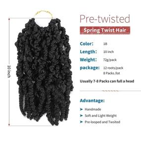 img 3 attached to 🌀 Пучок волос Pre-twisted Spring Twist - 10 дюймов, 8 пучков - волосы для косичек Passion Twist Crochet, синтетические насадки с предварительным петлей (1В)