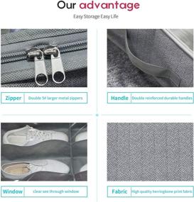 img 1 attached to 👠 Onlyeasy Underbed Shoe Storage Container - Pack of 2, Herringbone Grey Print, 24 Pairs Capacity, Breathable & Flexible Zippered Design