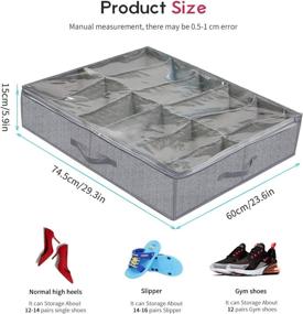 img 3 attached to 👠 Onlyeasy Underbed Shoe Storage Container - Pack of 2, Herringbone Grey Print, 24 Pairs Capacity, Breathable & Flexible Zippered Design