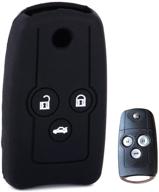 🔑 3-button black silicone flip folding key cover case fob shell for acura mdx tl tsx zdx rsx - beler (fulfilled by hermeshine) logo