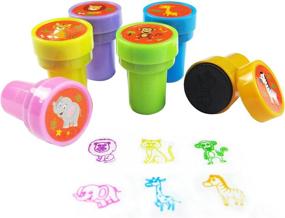 img 2 attached to 🐾 Tiny Mills 24 Pcs Zoo Jungle Safari Animals Stampers: Fun Jungle Book Animals Party Supplies & Goodie Bag Fillers