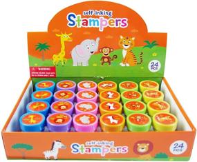 img 3 attached to 🐾 Tiny Mills 24 Pcs Zoo Jungle Safari Animals Stampers: Fun Jungle Book Animals Party Supplies & Goodie Bag Fillers