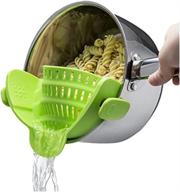 🍲 effortlessly strain with kitchen gizmo snap n strain silicone clip on strainer - adjustable for pots, pans, and bowls in lime green logo