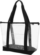 ensign peak clear zipper tote bag with color trim and bottom, black trim, one size logo