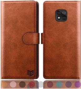 img 4 attached to SUAPOW Leather Wallet Case with RFID Blocking for Moto G Power 2021, Flip Folio Book Phone Cover with Credit Card Holder, Shockproof Protection for Men and Women - Light Brown