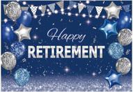 🎉 vibrant retirement party backdrop: funnytree 7x5ft blue and silver congrats retire photography background with glitter balloons, cake table decorations, and banner – perfect photo booth props and supplies logo