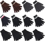 warm winter knitted gloves - gelante men's stretch accessories logo
