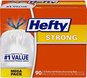 img 4 attached to Прочные высокие мусорные пакеты для кухни Hefty Strong объемом 13 галлонов, белые, без запаха - упаковка из 90 штук