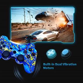 img 1 attached to 🎮 CHENGDAO Wireless Controller 2 Pack for Playstation 3 with Enhanced Motion Sense, Powerful Dual Vibration, and Charging Cable (Blue + Violet)