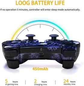img 2 attached to 🎮 CHENGDAO Wireless Controller 2 Pack for Playstation 3 with Enhanced Motion Sense, Powerful Dual Vibration, and Charging Cable (Blue + Violet)