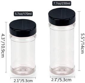 img 3 attached to Set of 12 Plastic Spice Jars with Black Caps - 5.5oz/170ml Containers 🌶️ for Storing Spice Herbs, Powders, and More - Lined Caps for Secure and Safe Storage