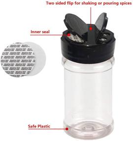 img 1 attached to Set of 12 Plastic Spice Jars with Black Caps - 5.5oz/170ml Containers 🌶️ for Storing Spice Herbs, Powders, and More - Lined Caps for Secure and Safe Storage