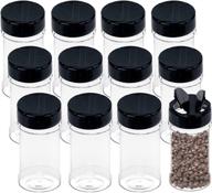 set of 12 plastic spice jars with black caps - 5.5oz/170ml containers 🌶️ for storing spice herbs, powders, and more - lined caps for secure and safe storage logo