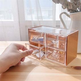 img 2 attached to 💎 Moosy Life ML12 Rose Gold Jewelry Drawer Organizer for Accessories and Makeup (4 Drawer)