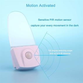 img 1 attached to 2-Pack Plug-in Motion Sensor Night Light: 0.5W LED Automatic 🔵 Motion Activated Nightlights for Bedroom, Bathroom, Kitchen, Hallway, Stairs - Blue