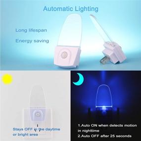 img 3 attached to 2-Pack Plug-in Motion Sensor Night Light: 0.5W LED Automatic 🔵 Motion Activated Nightlights for Bedroom, Bathroom, Kitchen, Hallway, Stairs - Blue