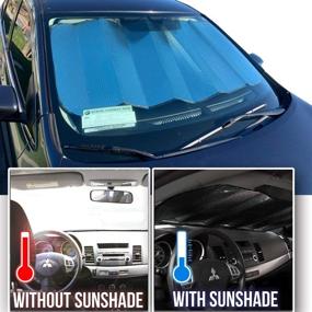 img 1 attached to 🌞 Premium Windshield Sun Shade by Big Hippo - Keep Your Vehicle Cool and Protected from Sun Heat, Glare, and Harmful UV Rays - Silver/Black (Size: 55.16X 27.5inch)