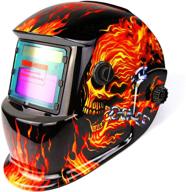 🔥 dekopro solar-powered auto darkening welding helmet with adjustable shade range 4/9-13 and flaming skull design logo