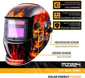 img 2 attached to 🔥 DEKOPRO Solar-Powered Auto Darkening Welding Helmet with Adjustable Shade Range 4/9-13 and Flaming Skull Design