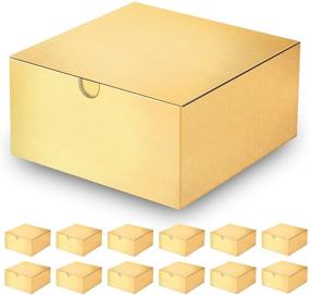img 4 attached to 🎁 12 коробок 8x8x4 дюйма – MyGeek: золотые бумажные коробки для рождественских подарков с крышками, украшений, ремесел, кексы, дни рождения, свадебные благодарности – текстурированная отделка + 74.8 футов ленты