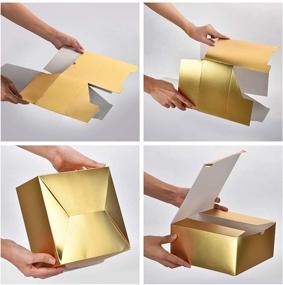 img 1 attached to 🎁 12 коробок 8x8x4 дюйма – MyGeek: золотые бумажные коробки для рождественских подарков с крышками, украшений, ремесел, кексы, дни рождения, свадебные благодарности – текстурированная отделка + 74.8 футов ленты