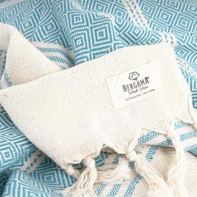 img 3 attached to 🏖️ Turkish Beach Towel: 100% Cotton, Prewashed, 38 x 71 Inches, Quick Dry, Sand Free, Lightweight - Aqua Blue
