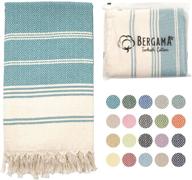🏖️ turkish beach towel: 100% cotton, prewashed, 38 x 71 inches, quick dry, sand free, lightweight - aqua blue logo